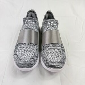 APL TechLoom Bliss Womens 7.5 Running Shoes Black White Silver Slip On Sneakers